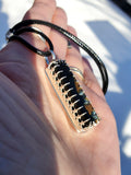 Fossilized Mammoth Tooth Bar Pendant Necklace in Solid Sterling Silver