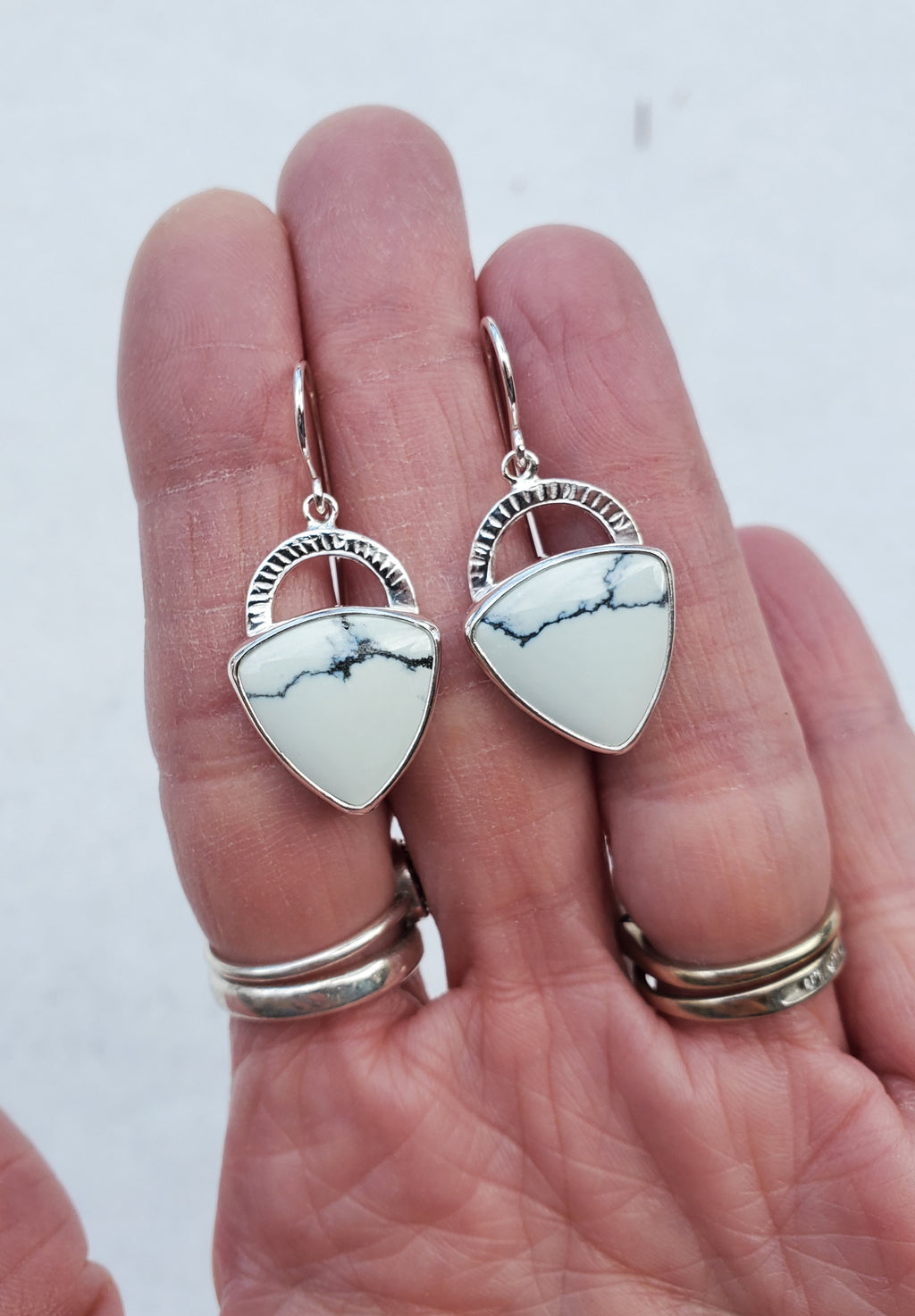 Ivory Creek Variscite Inverted Triangle Dangle Drop Earrings In Solid Sterling Silver