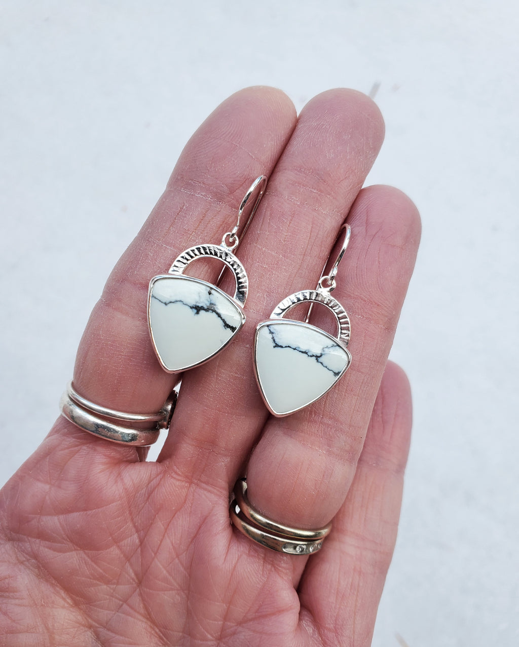 Ivory Creek Variscite Inverted Triangle Dangle Drop Earrings In Solid Sterling Silver