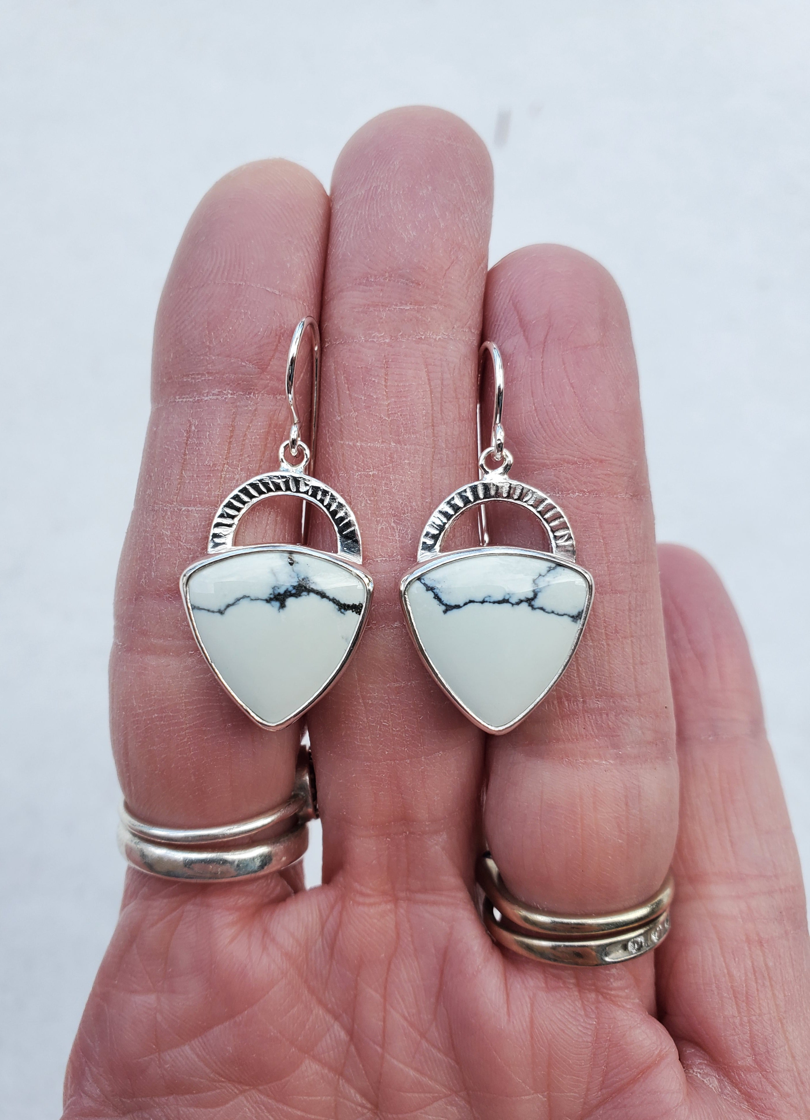 Ivory Creek Variscite Inverted Triangle Dangle Drop Earrings In Solid Sterling Silver
