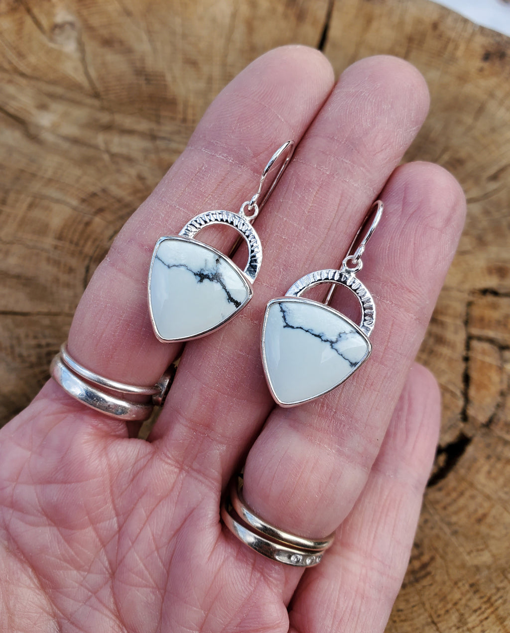 Ivory Creek Variscite Inverted Triangle Dangle Drop Earrings In Solid Sterling Silver