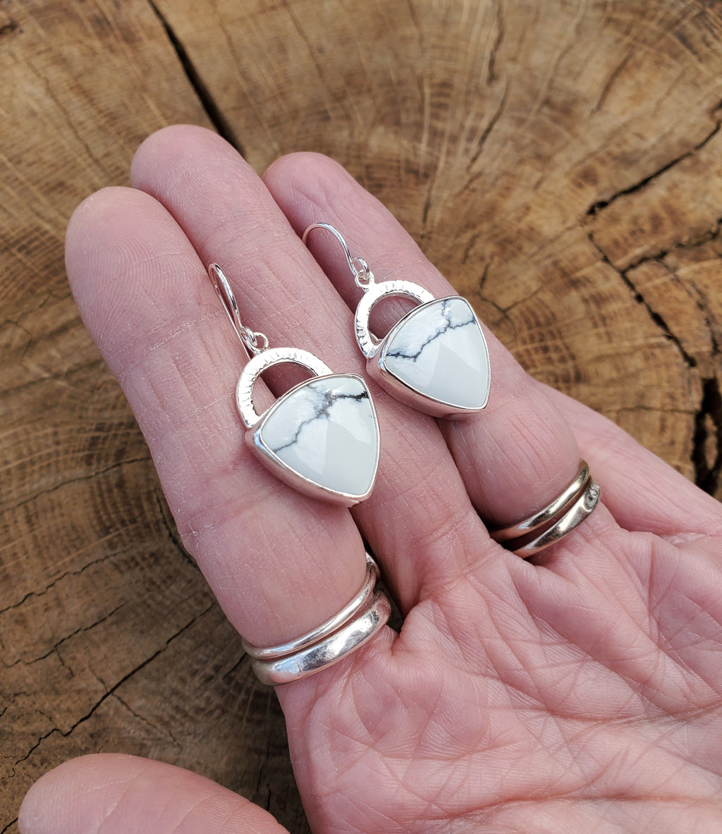 Ivory Creek Variscite Inverted Triangle Dangle Drop Earrings In Solid Sterling Silver