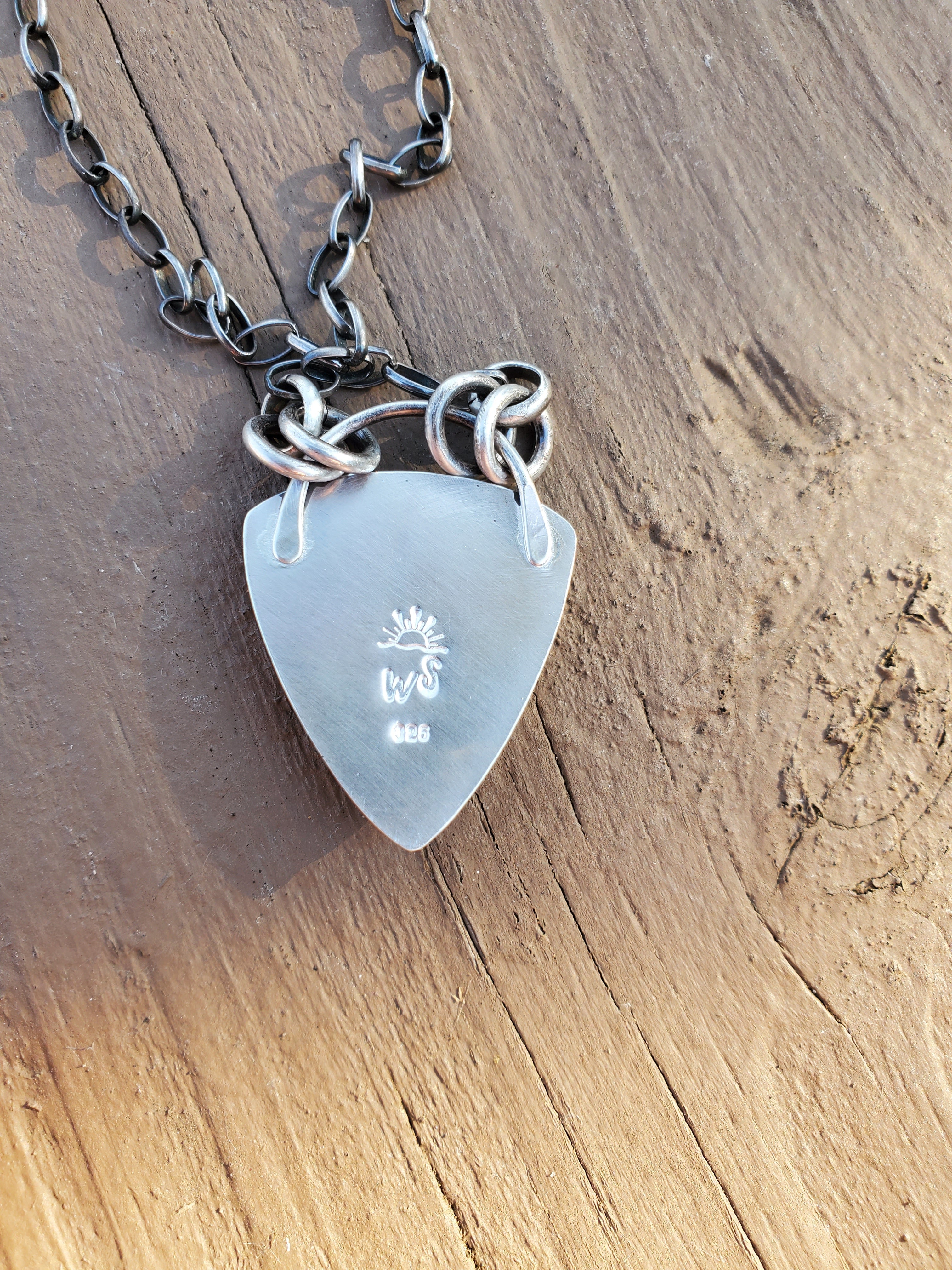 Amazing Royston Ribbon Turquoise Pendant Necklace with YELLOW Ribbon in Solid Sterling Silver