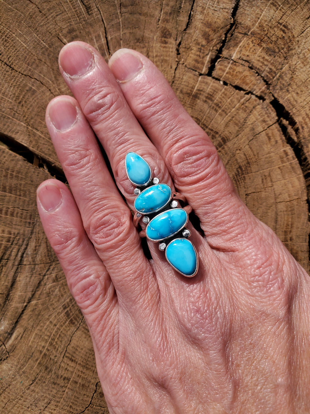 SOLD - STUNNING Bluebird Turquoise Multi-Stone Statement Ring in Solid Sterling Silver