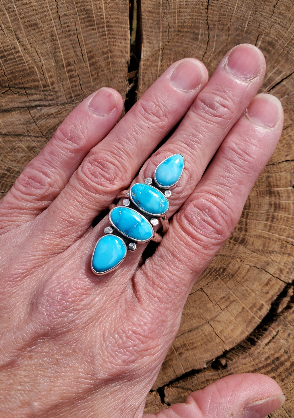 SOLD - STUNNING Bluebird Turquoise Multi-Stone Statement Ring in Solid Sterling Silver