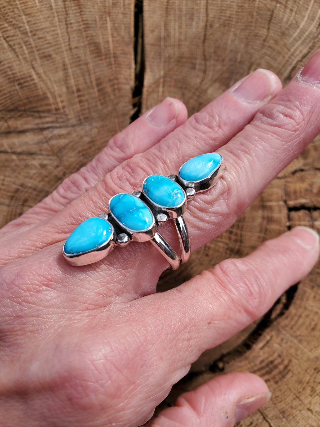 SOLD - STUNNING Bluebird Turquoise Multi-Stone Statement Ring in Solid Sterling Silver