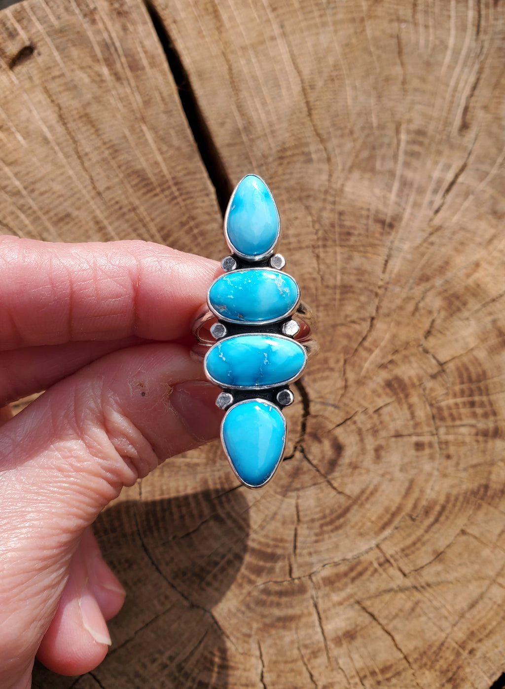 SOLD - STUNNING Bluebird Turquoise Multi-Stone Statement Ring in Solid Sterling Silver