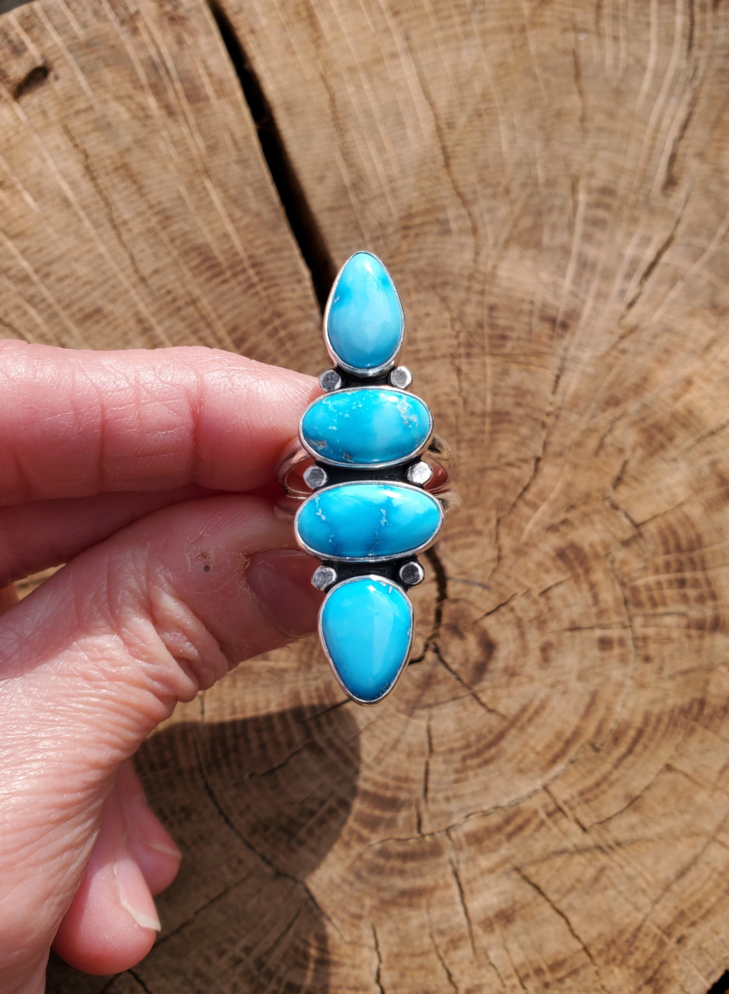 SOLD - STUNNING Bluebird Turquoise Multi-Stone Statement Ring in Solid Sterling Silver