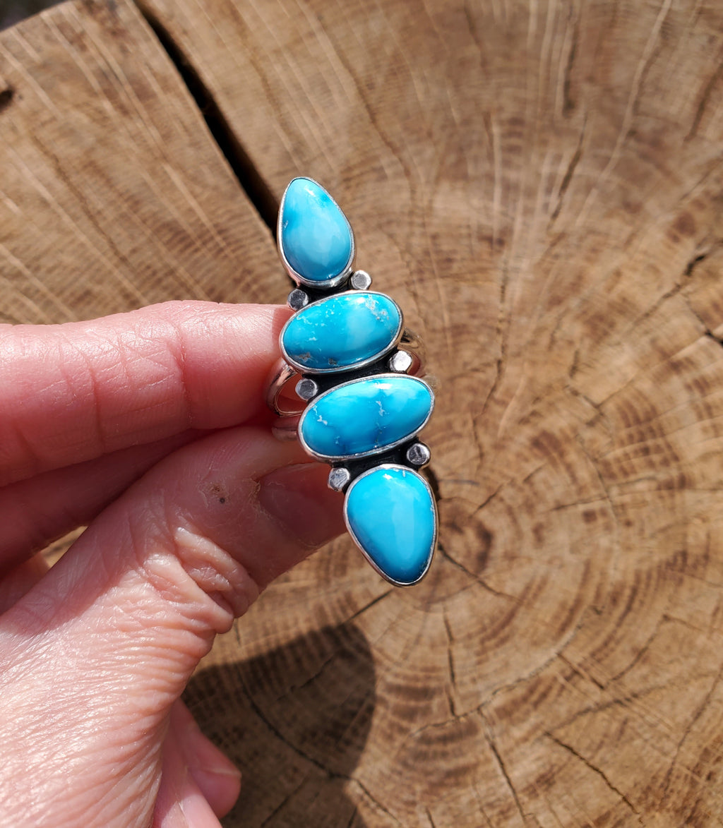 SOLD - STUNNING Bluebird Turquoise Multi-Stone Statement Ring in Solid Sterling Silver