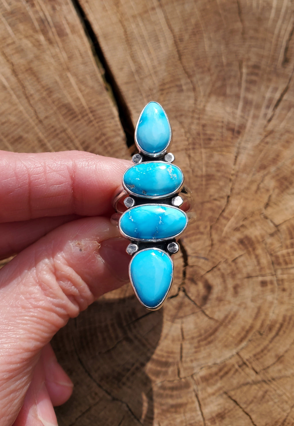 SOLD - STUNNING Bluebird Turquoise Multi-Stone Statement Ring in Solid Sterling Silver