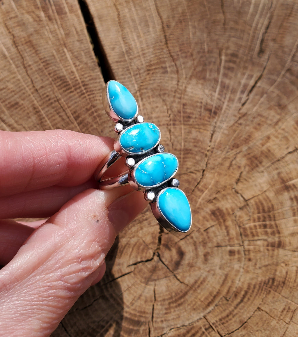 SOLD - STUNNING Bluebird Turquoise Multi-Stone Statement Ring in Solid Sterling Silver