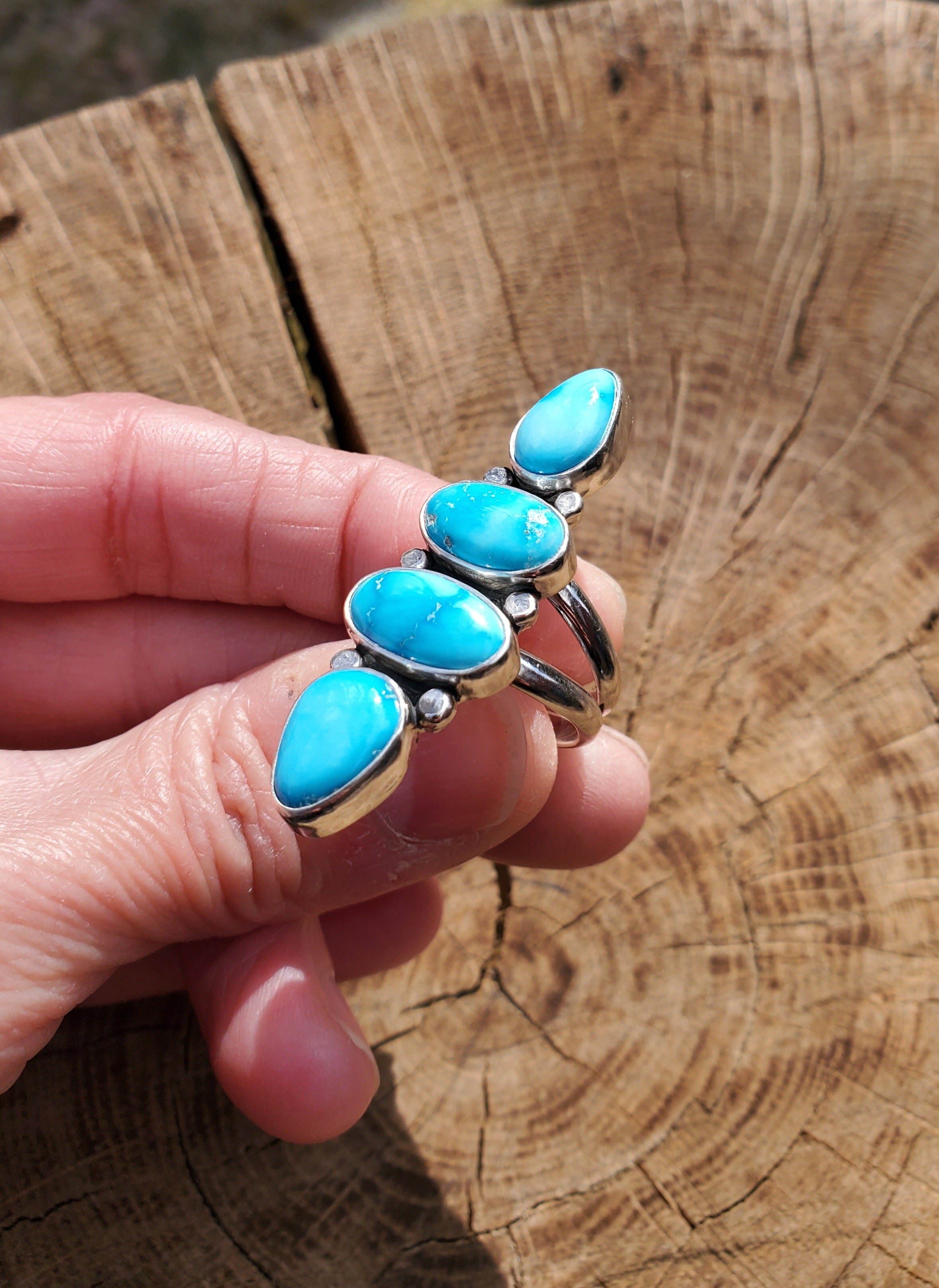SOLD - STUNNING Bluebird Turquoise Multi-Stone Statement Ring in Solid Sterling Silver