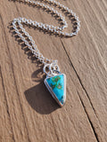 Sonoran Mountain Turquoise Inverted Triangle Pendant Necklace in Solid Sterling Silver
