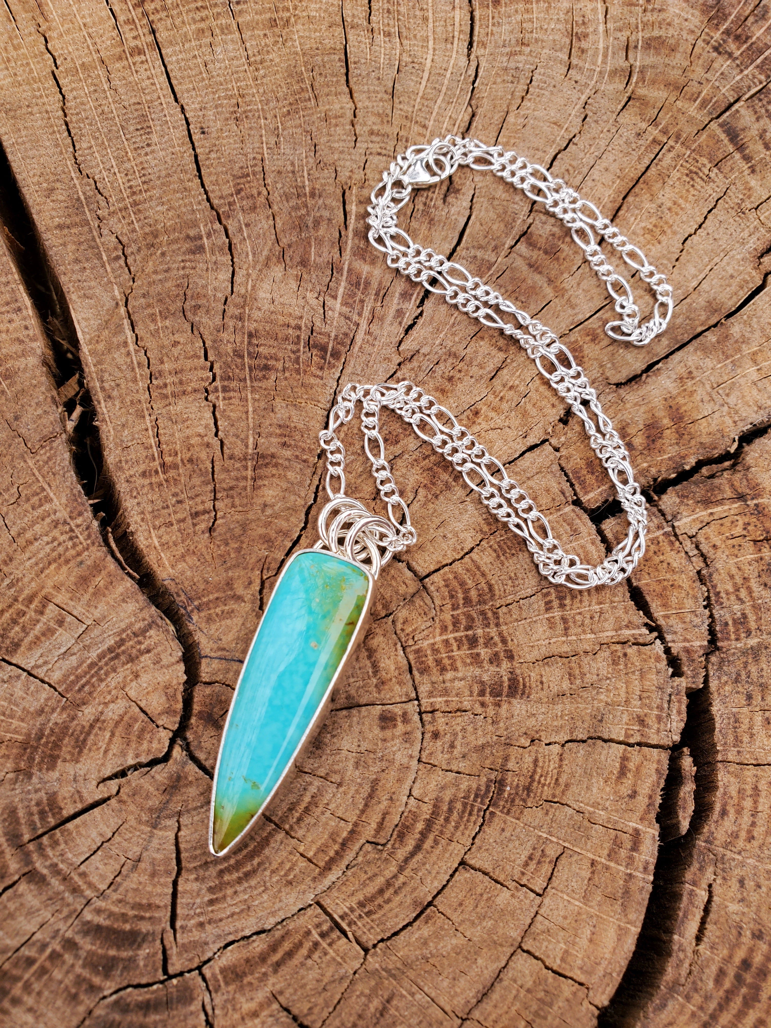 Gorgeous Sonoran Mountain Turquoise Talon Pendant Necklace in Solid Sterling Silver