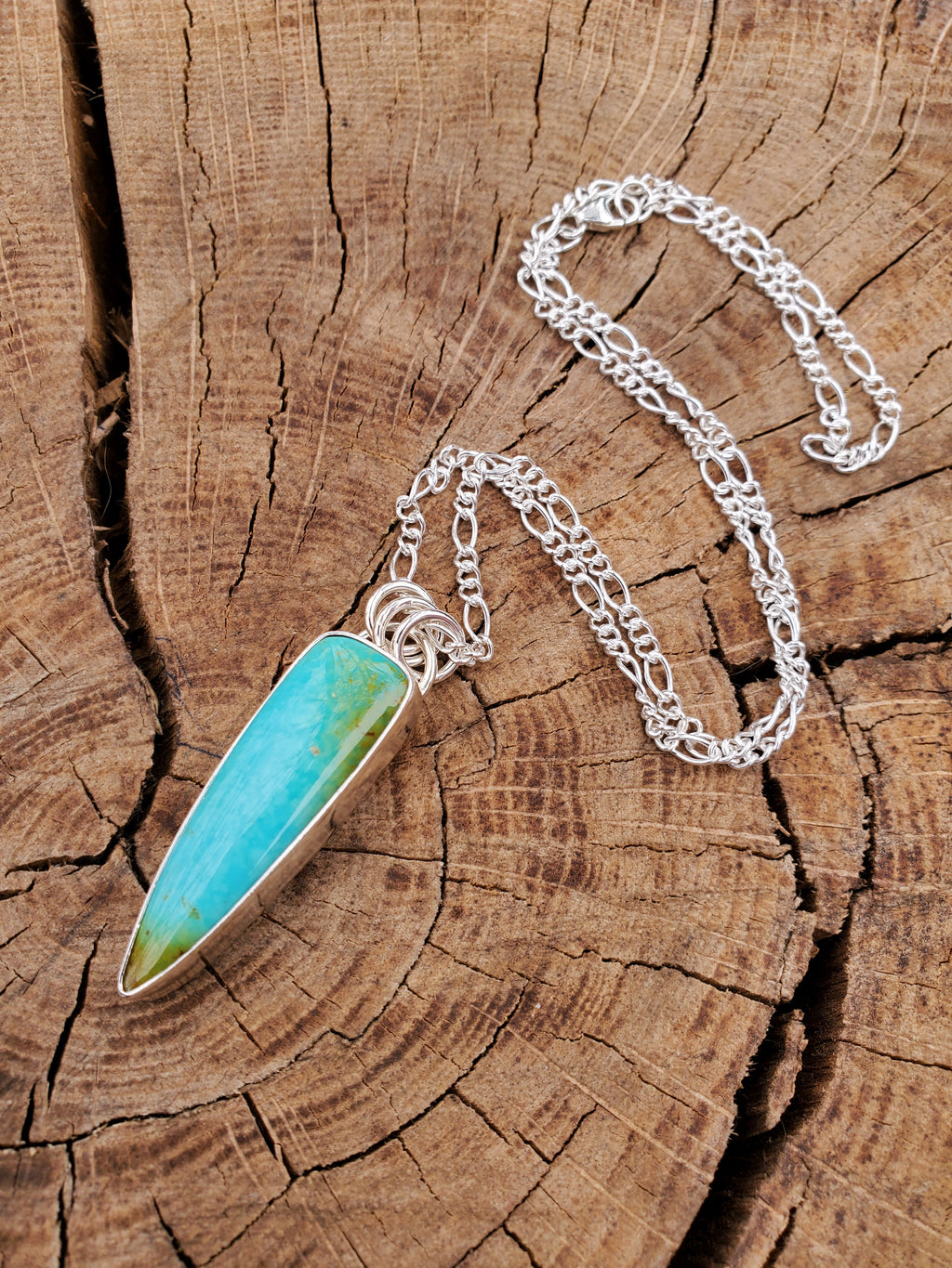 Gorgeous Sonoran Mountain Turquoise Talon Pendant Necklace in Solid Sterling Silver