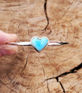 Golden Hills Turquoise Heart Dainty Cuff Bracelet in Solid Sterling Silver