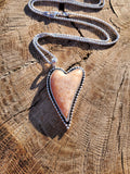 Sunstone Elongated Lopsided Heart Pendant in Solid Sterling Silver