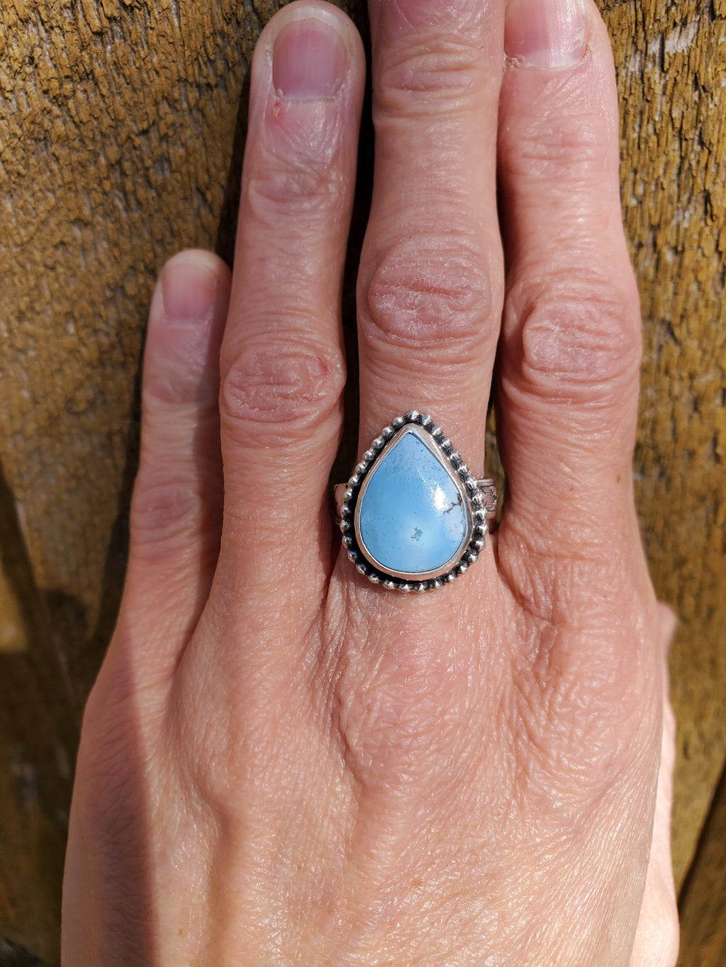 Golden Hills Turquouse Teardrop Statement Ring In Solid Sterling Silver. Size 8