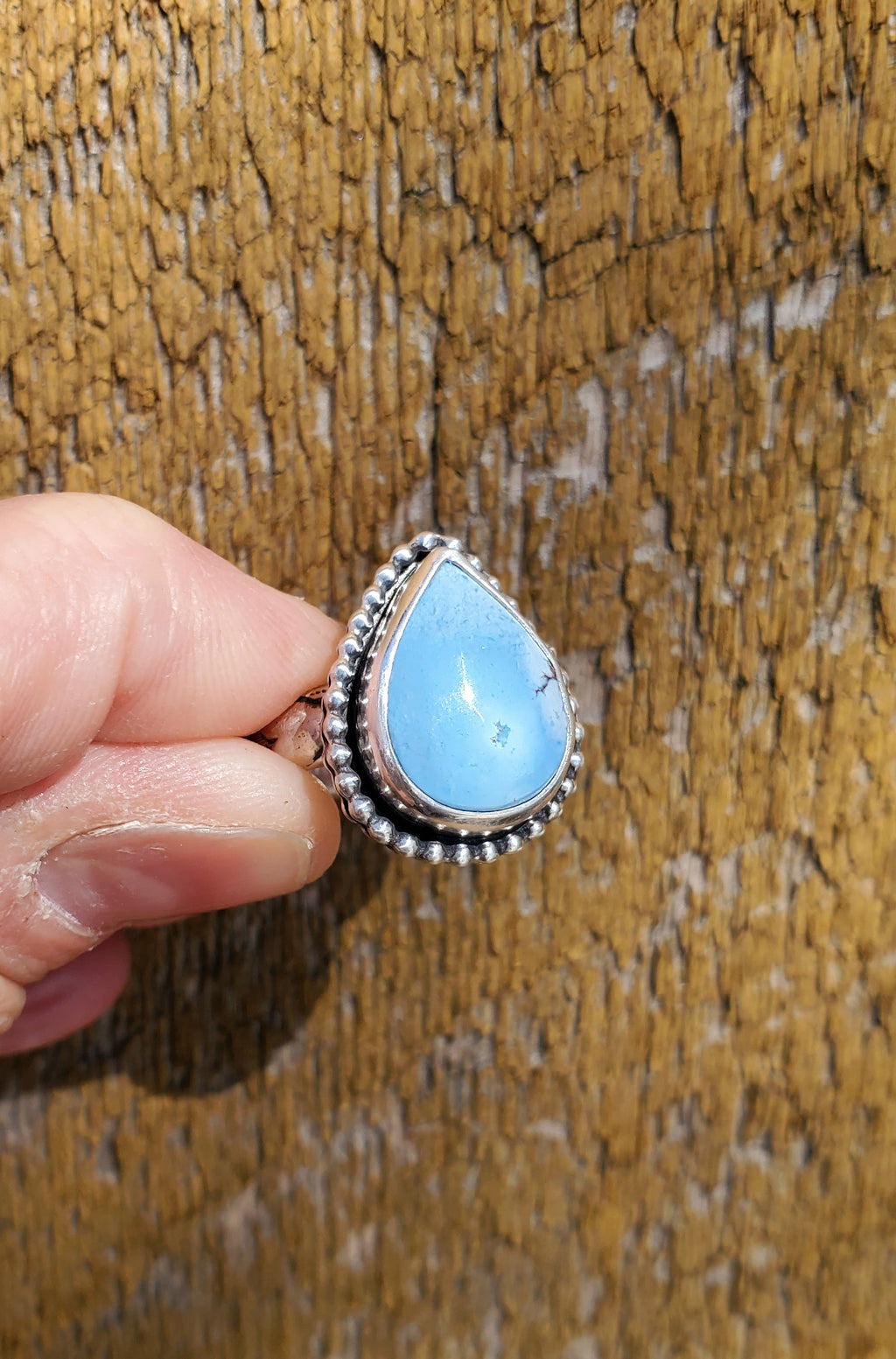 Golden Hills Turquouse Teardrop Statement Ring In Solid Sterling Silver. Size 8