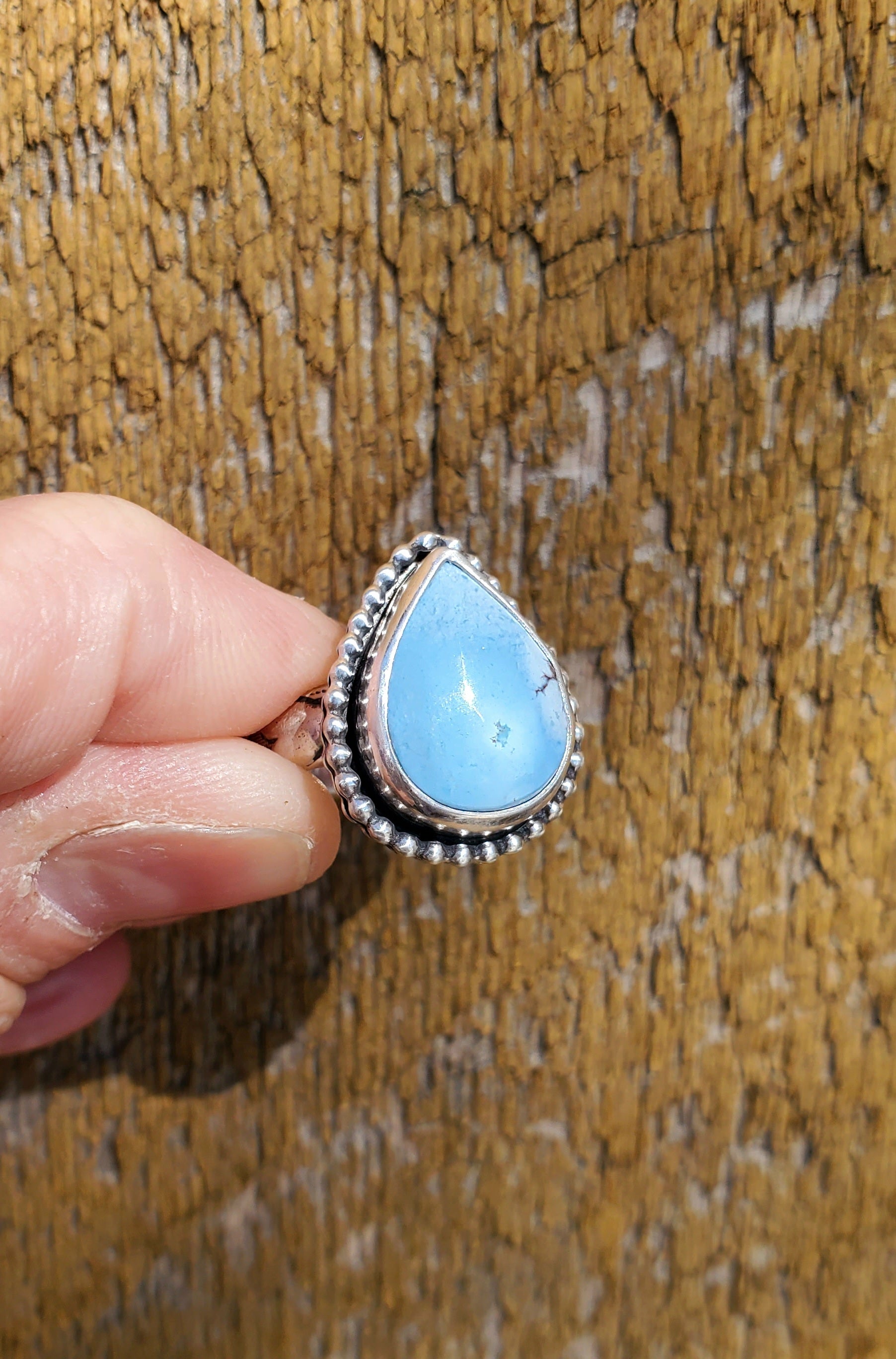 Golden Hills Turquouse Teardrop Statement Ring In Solid Sterling Silver. Size 8
