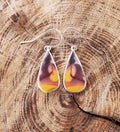 Australian Mookaite Multicolored Dangle Drop Earrings in Solid Sterling Silver