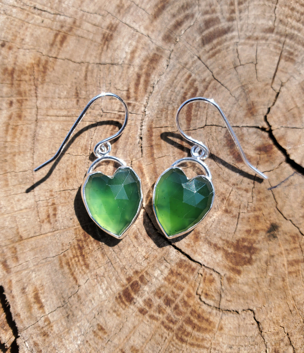 Serpentine Heart Dangle Drop Earrings in Solid Silver