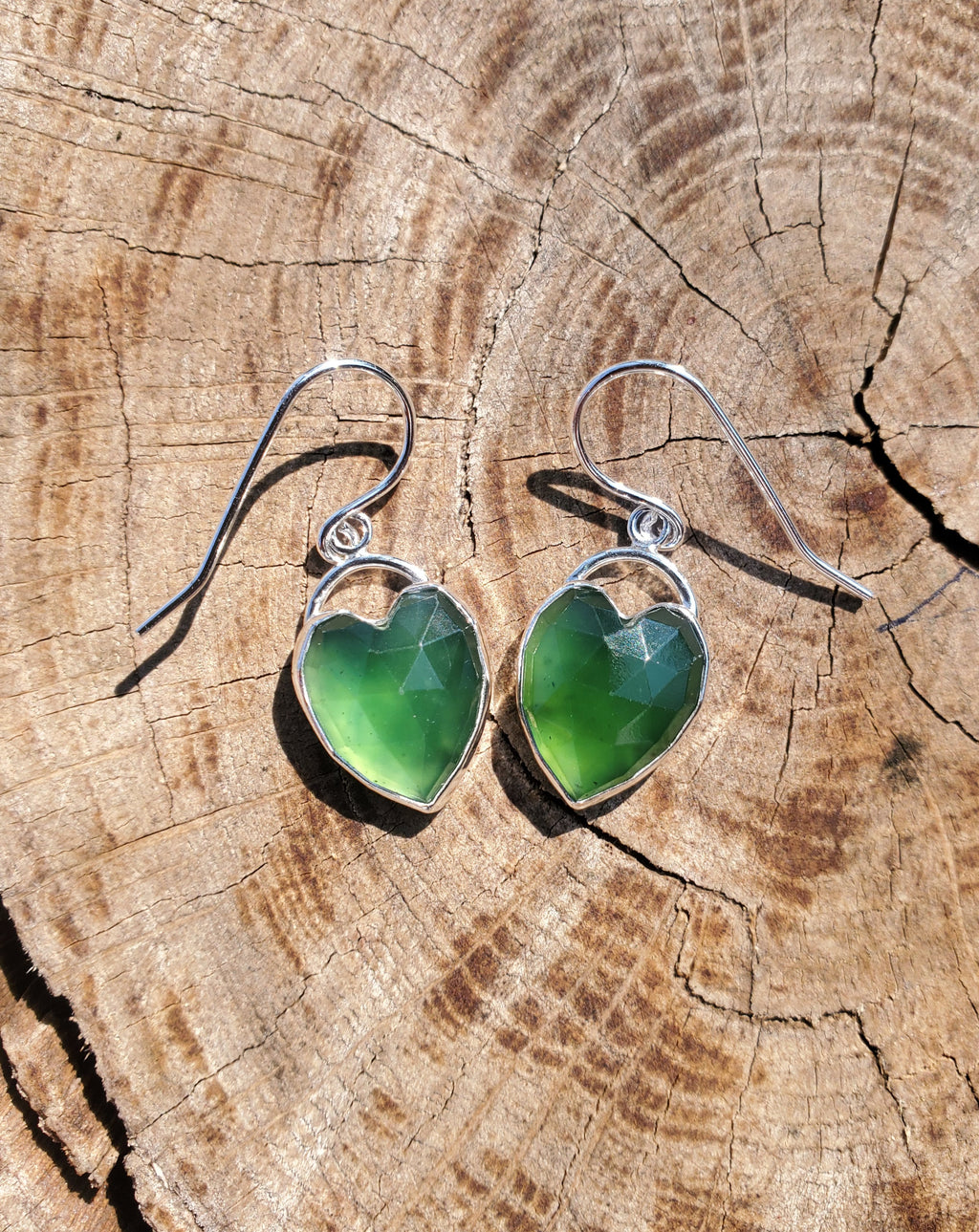 Serpentine Heart Dangle Drop Earrings in Solid Silver