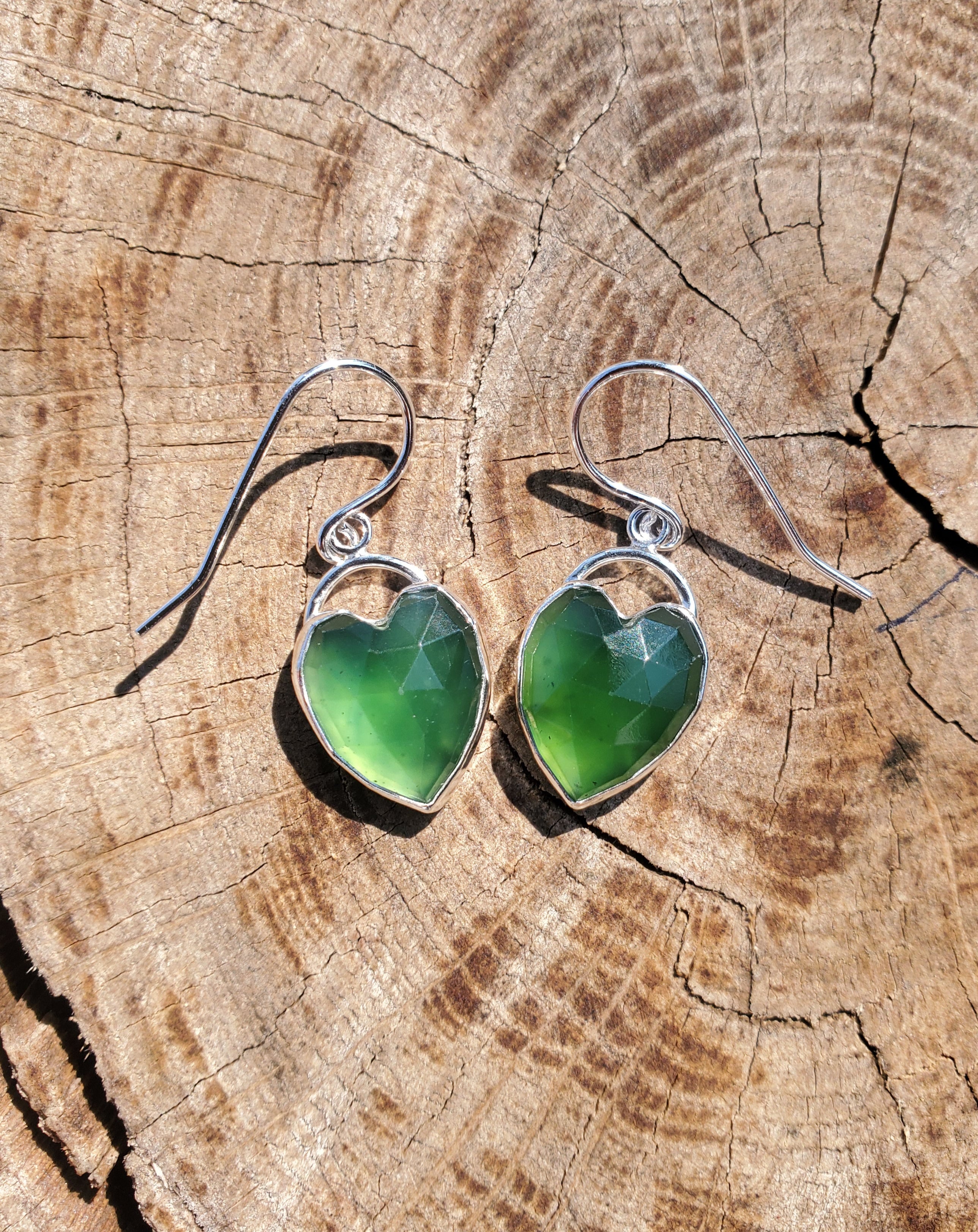 Serpentine Heart Dangle Drop Earrings in Solid Silver