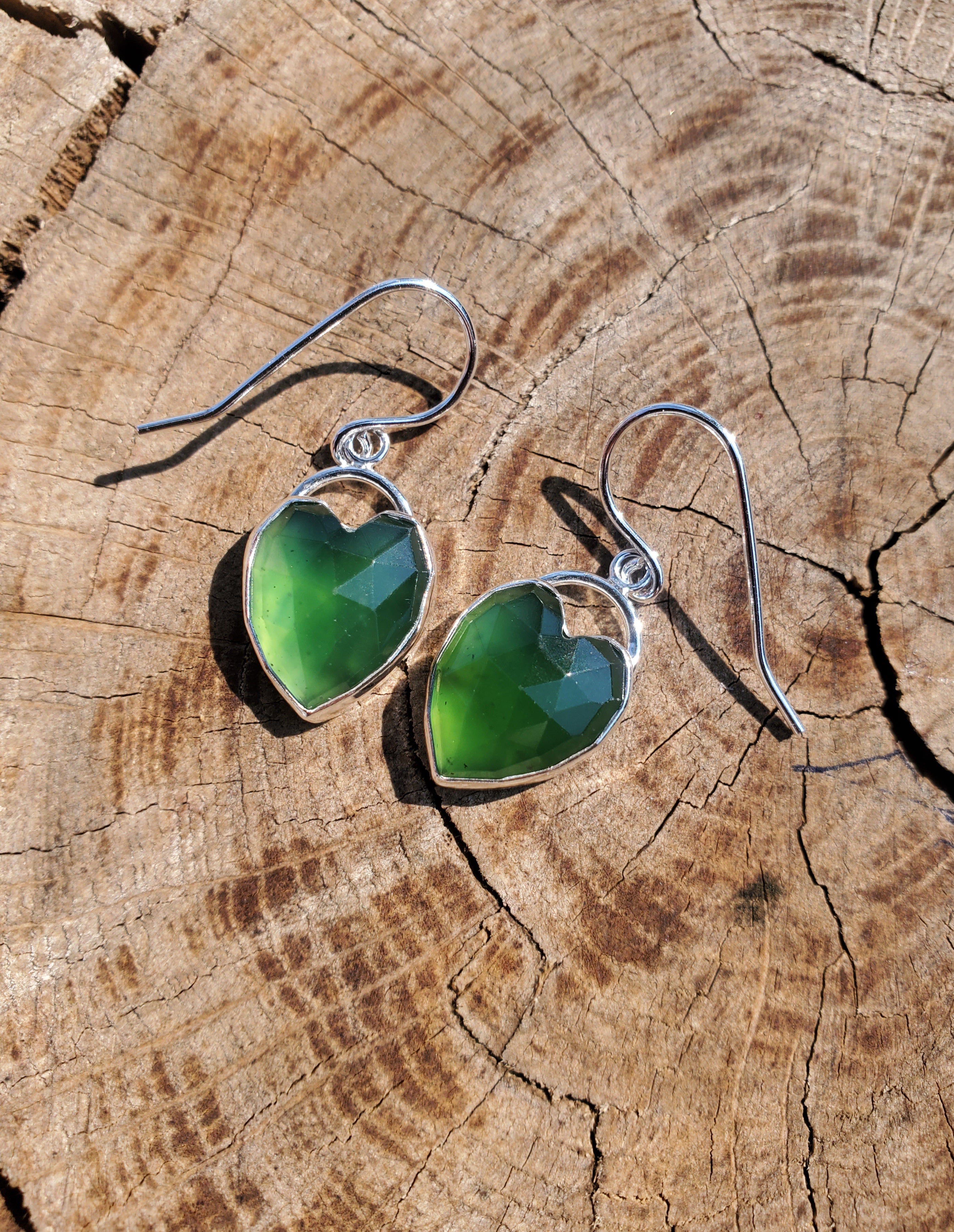 Serpentine Heart Dangle Drop Earrings in Solid Silver