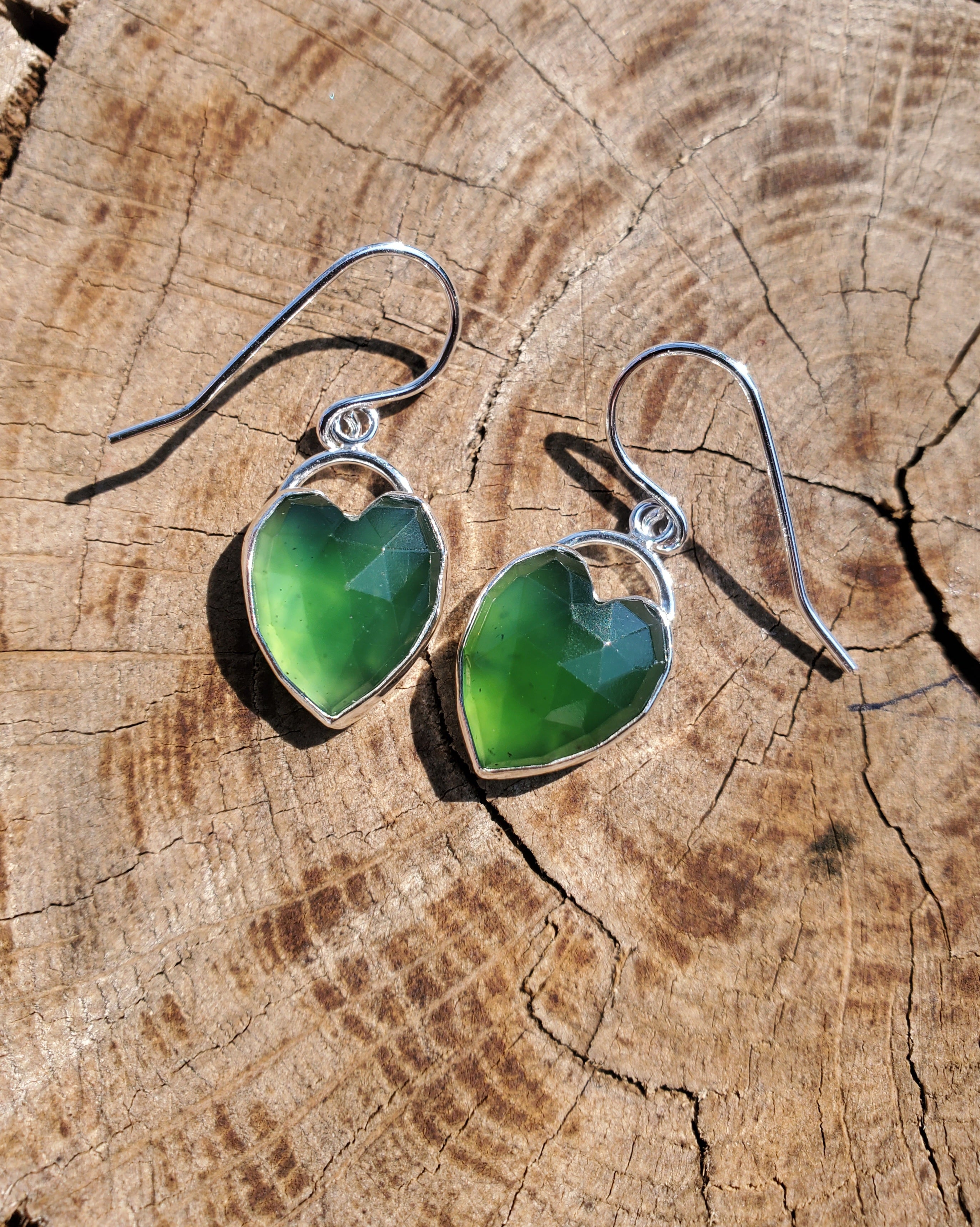 Serpentine Heart Dangle Drop Earrings in Solid Silver