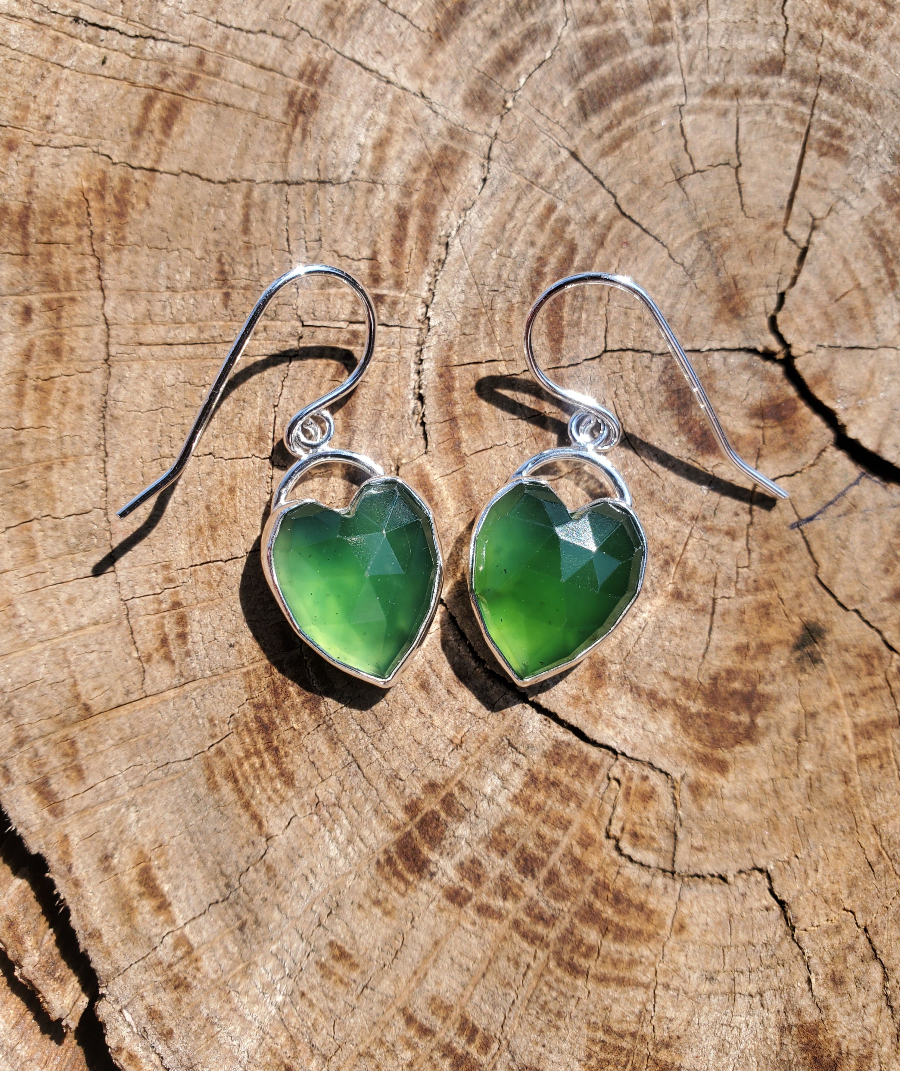 Serpentine Heart Dangle Drop Earrings in Solid Silver
