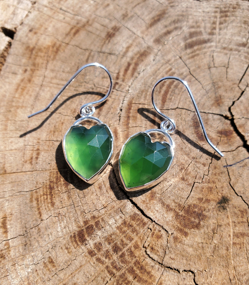 Serpentine Heart Dangle Drop Earrings in Solid Silver