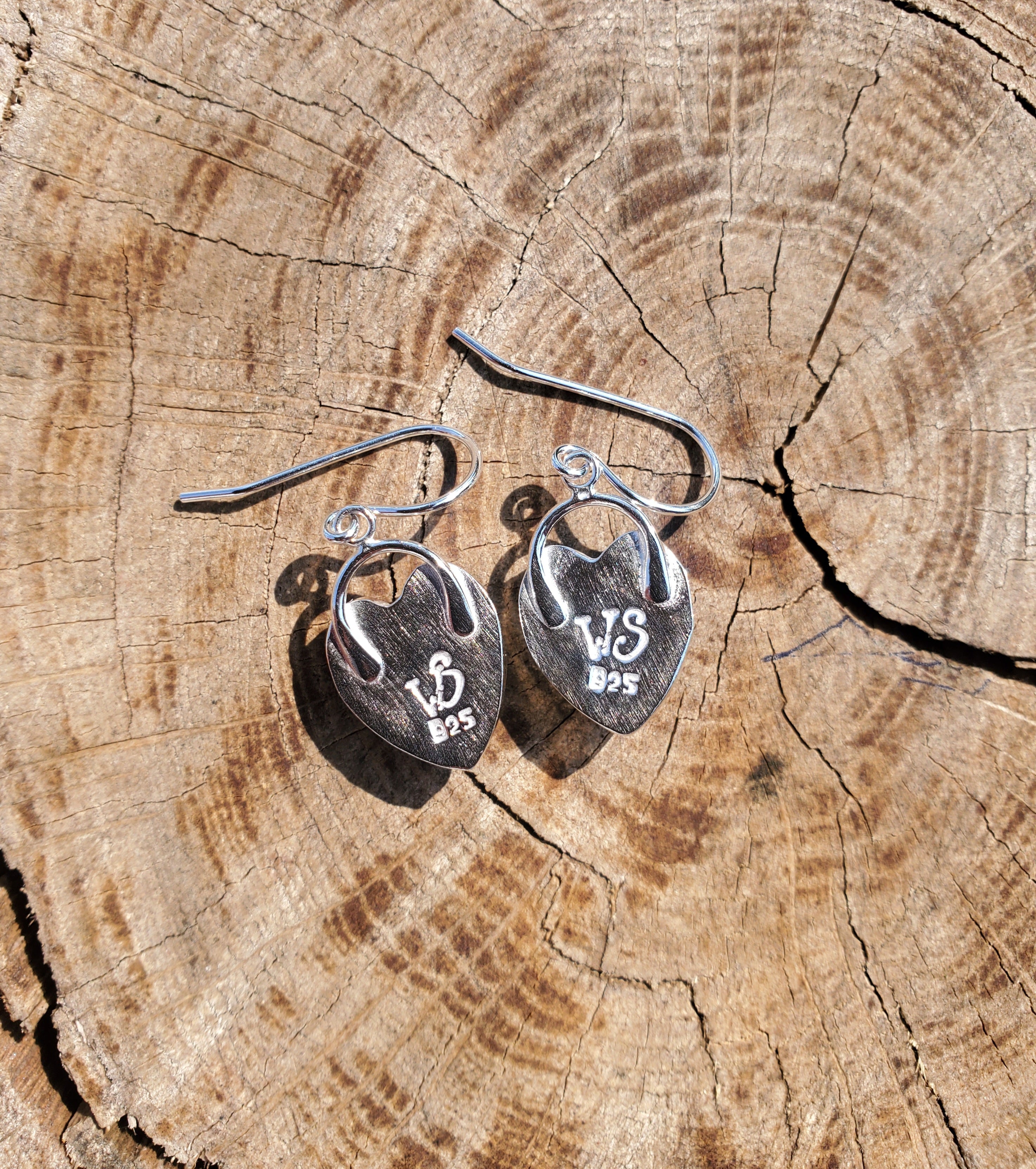 Serpentine Heart Dangle Drop Earrings in Solid Silver