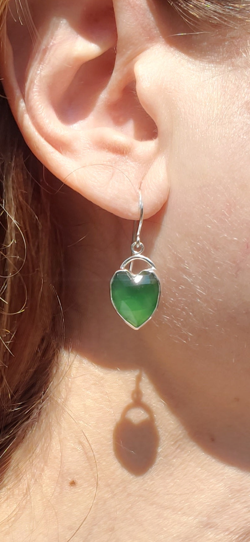 Serpentine Heart Dangle Drop Earrings in Solid Silver