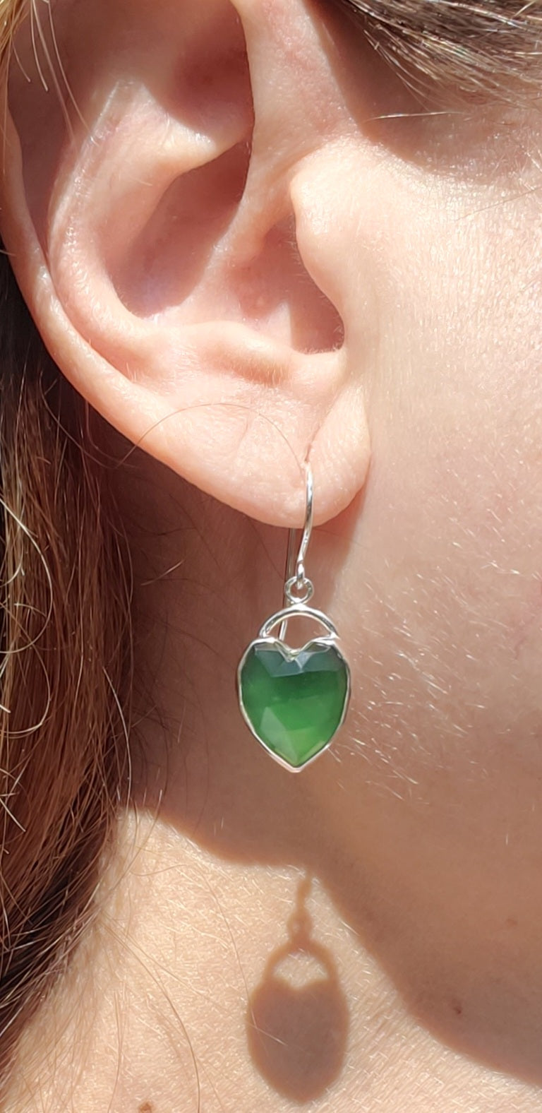 Serpentine Heart Dangle Drop Earrings in Solid Silver