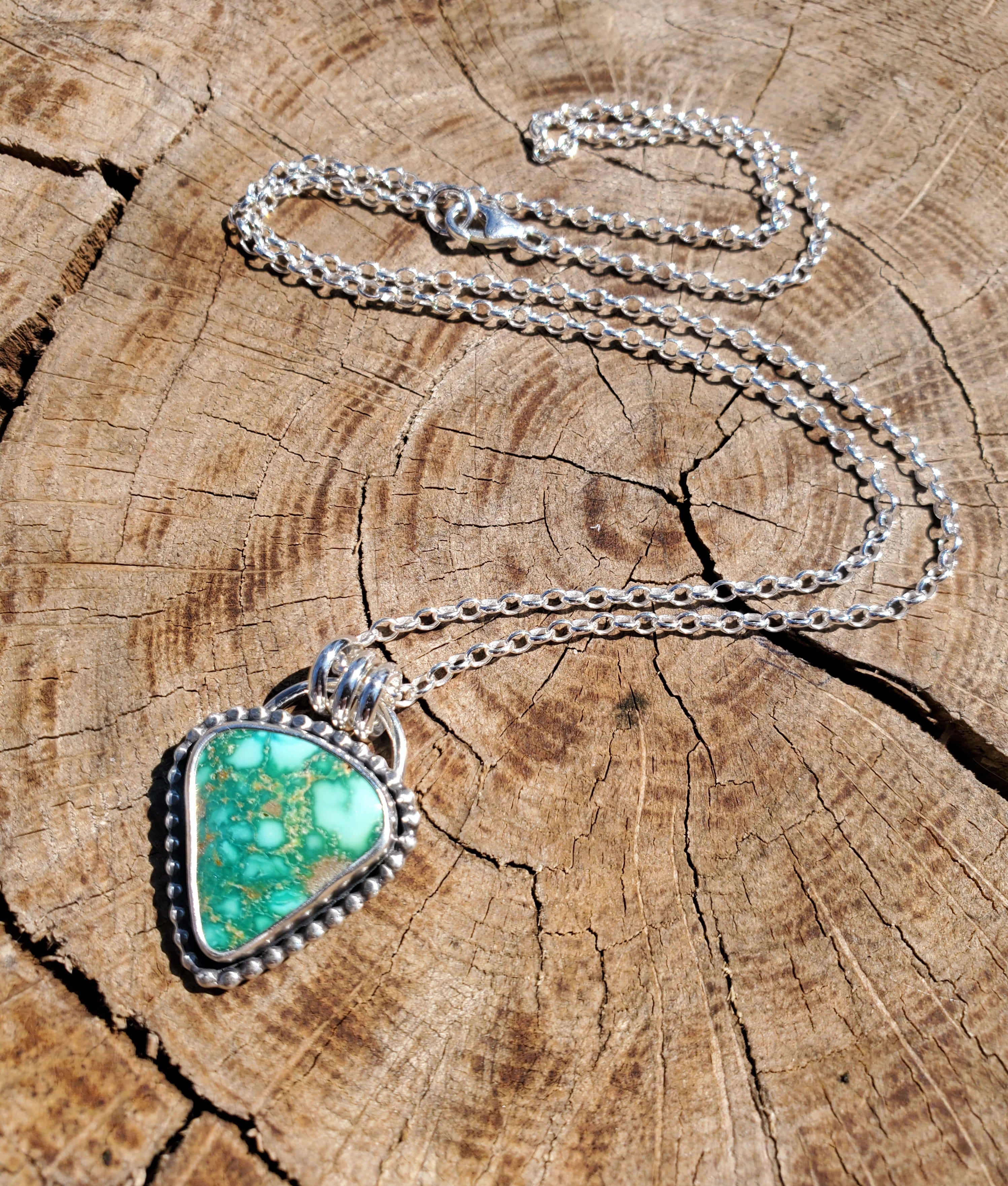 Emerald Valley Turquoise Inverted Triangle Statement Necklace in Solid Sterling Silver