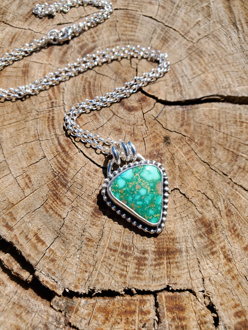 Emerald Valley Turquoise Inverted Triangle Statement Necklace in Solid Sterling Silver