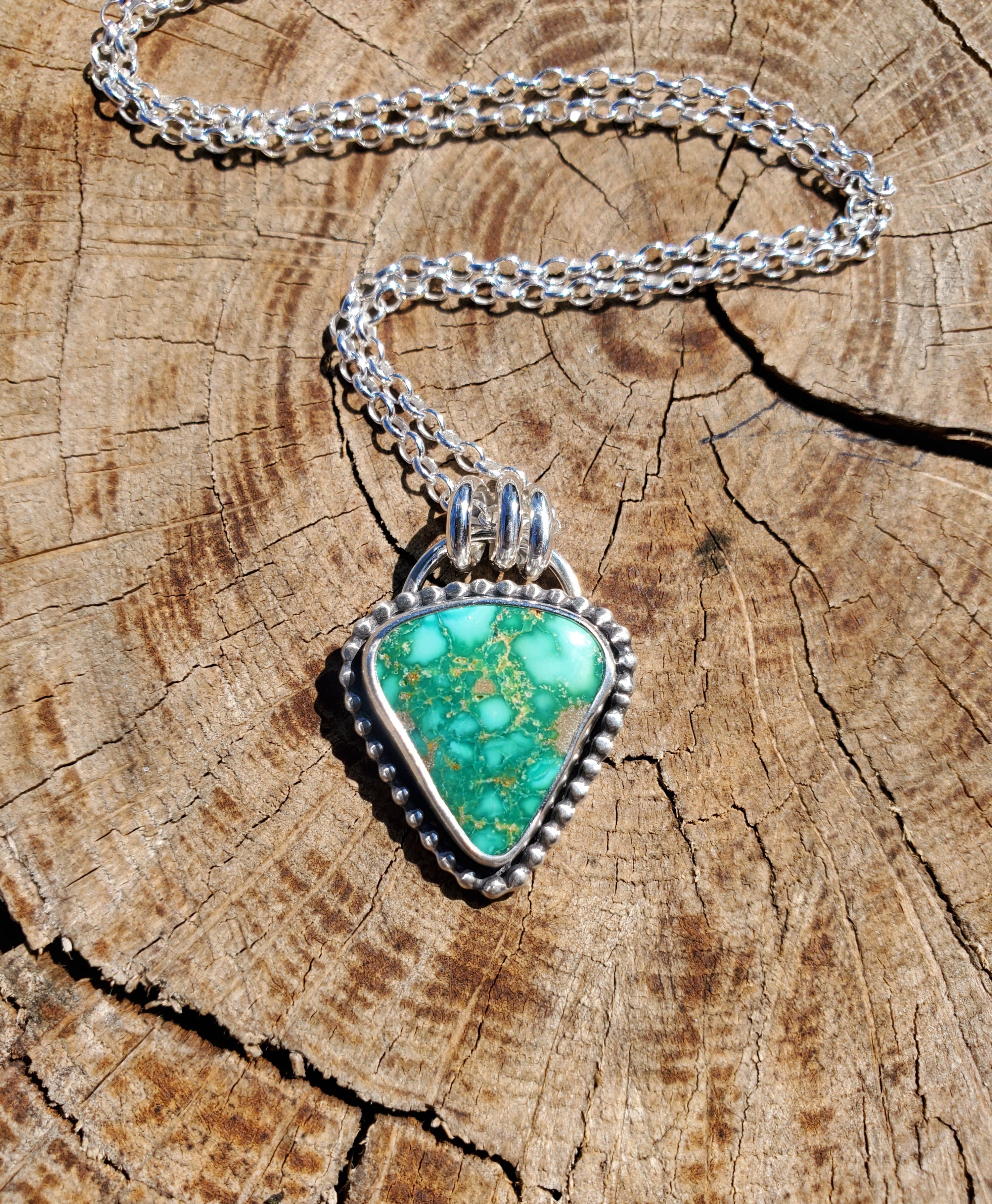 Emerald Valley Turquoise Inverted Triangle Statement Necklace in Solid Sterling Silver