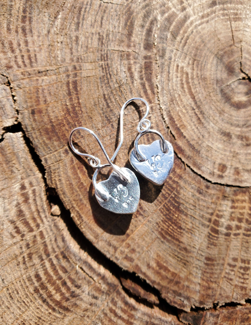 Sugilite Deep Purple Heart Drop Earrings in Solid Sterling Silver