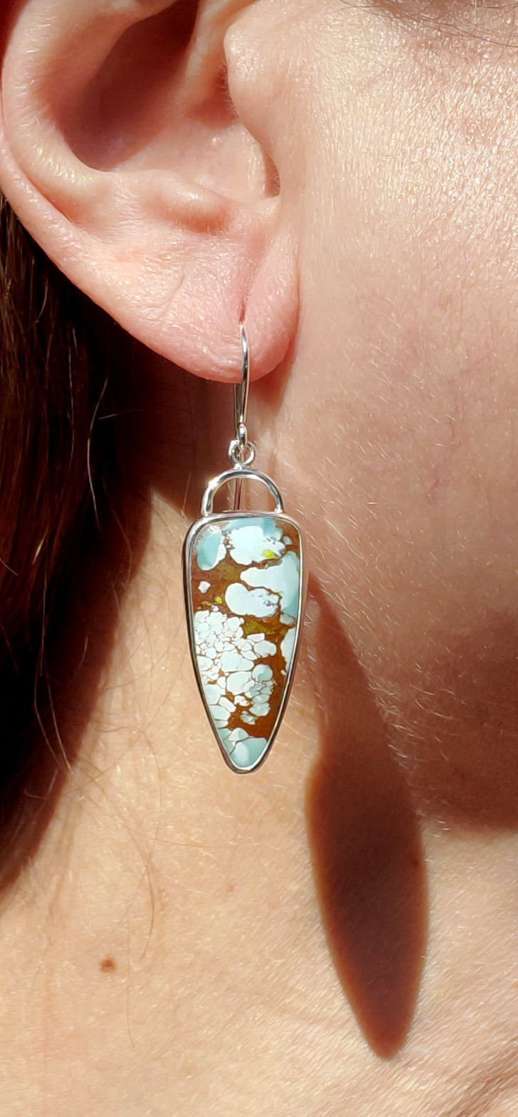Gobi Desert Turquoise Dangle Drop Earrings in Solid Sterling Silver