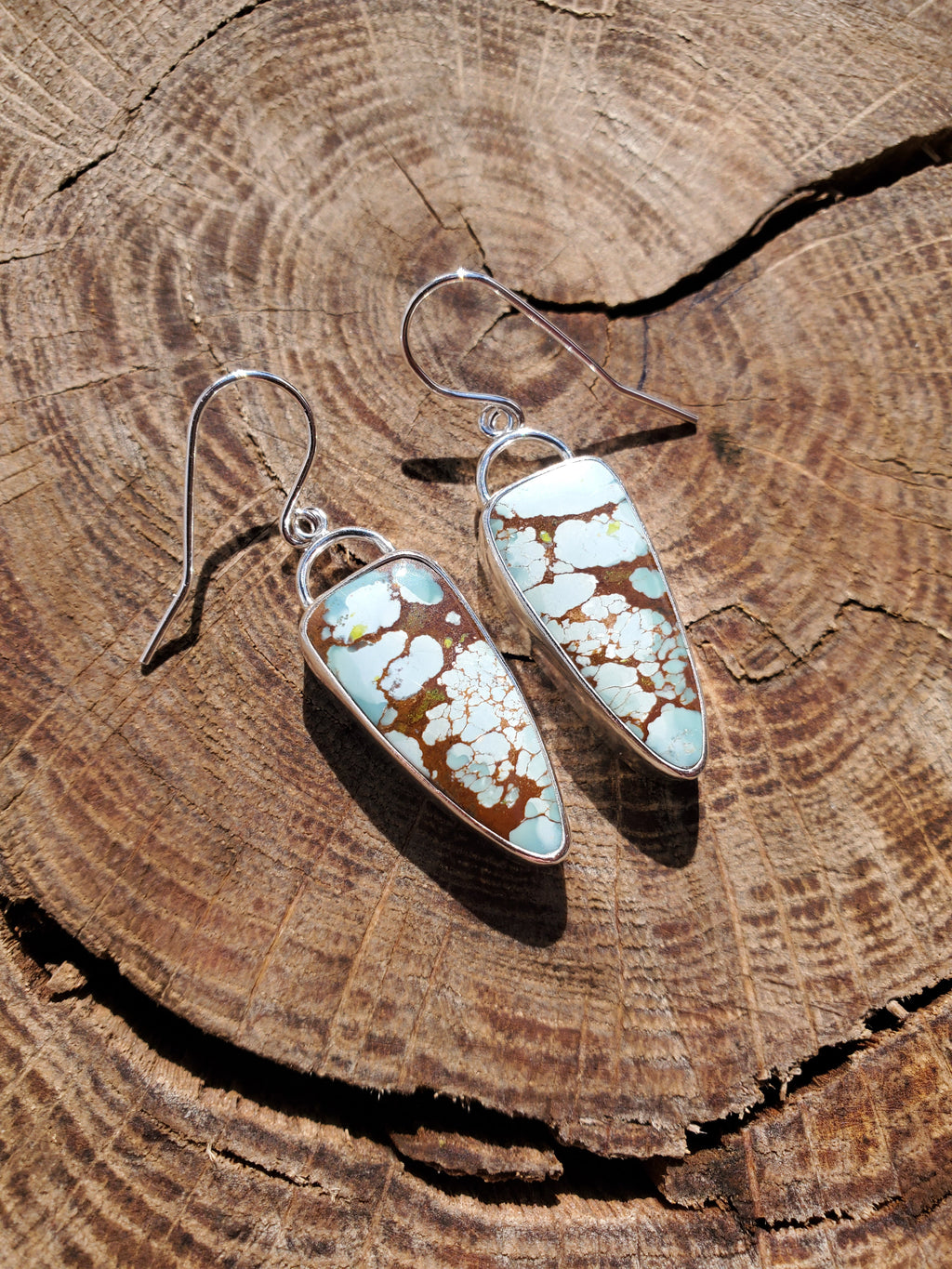 Gobi Desert Turquoise Dangle Drop Earrings in Solid Sterling Silver