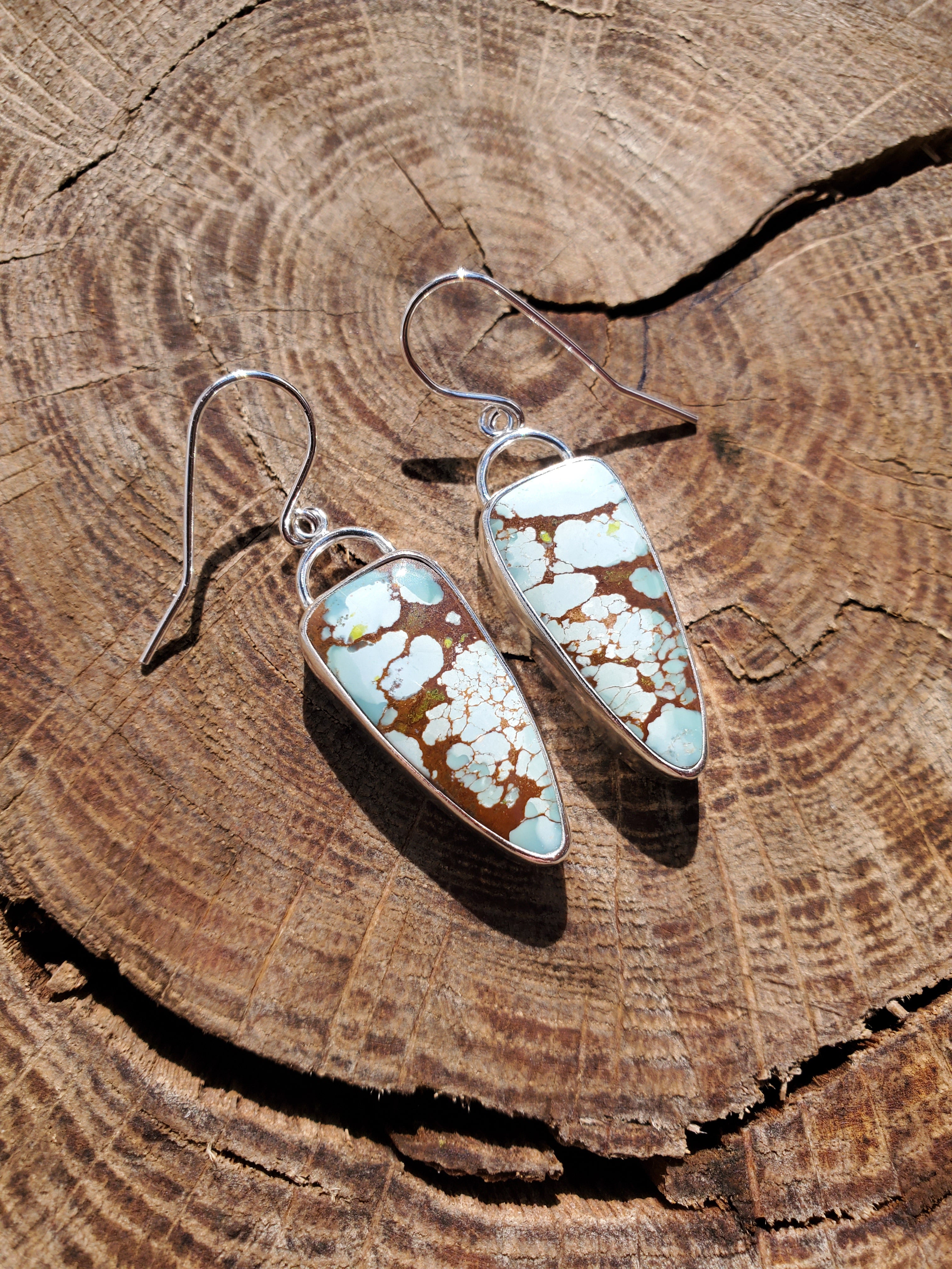 Gobi Desert Turquoise Dangle Drop Earrings in Solid Sterling Silver