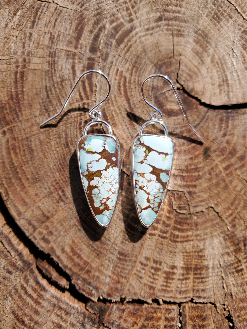 Gobi Desert Turquoise Dangle Drop Earrings in Solid Sterling Silver