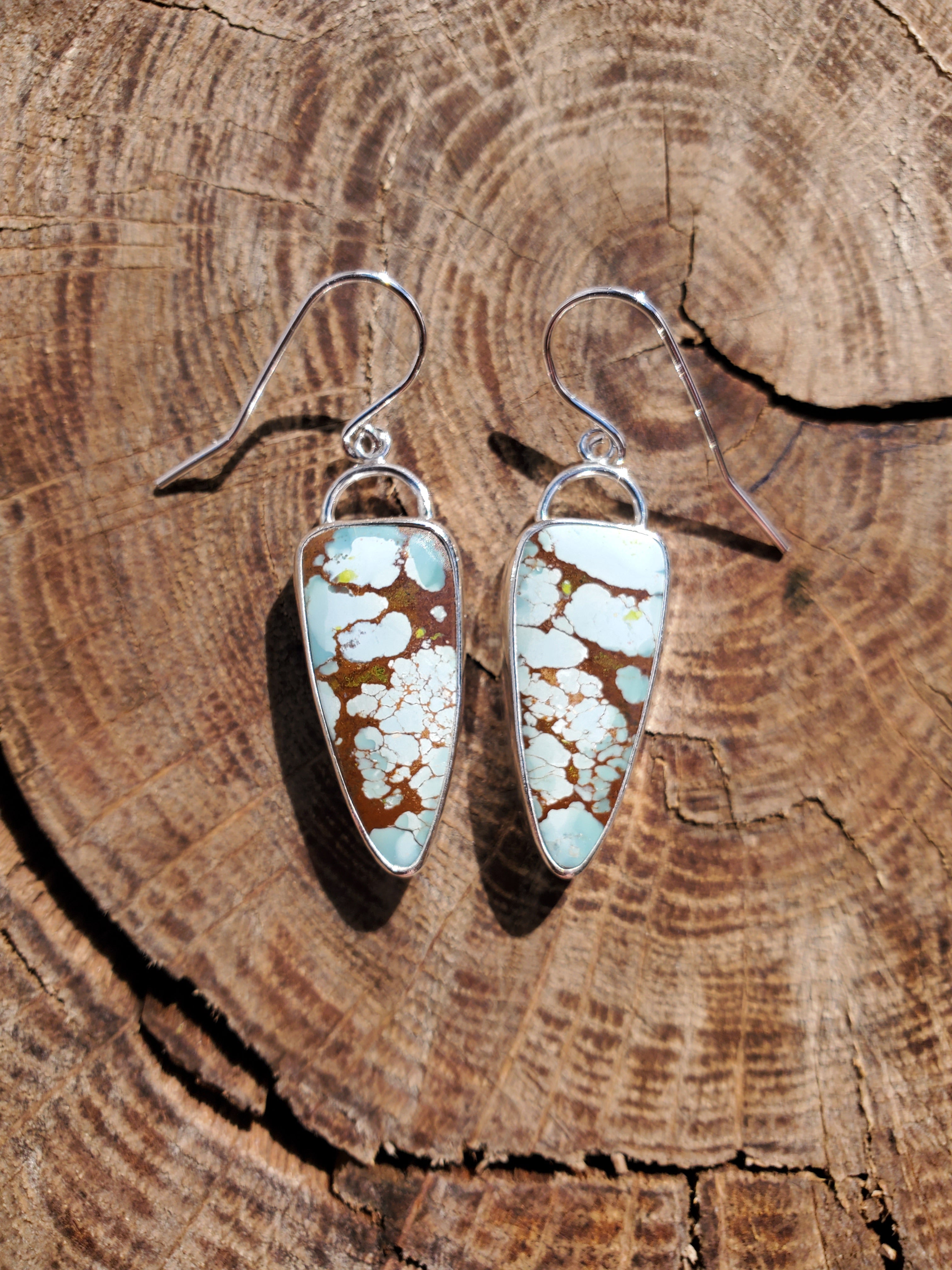Gobi Desert Turquoise Dangle Drop Earrings in Solid Sterling Silver
