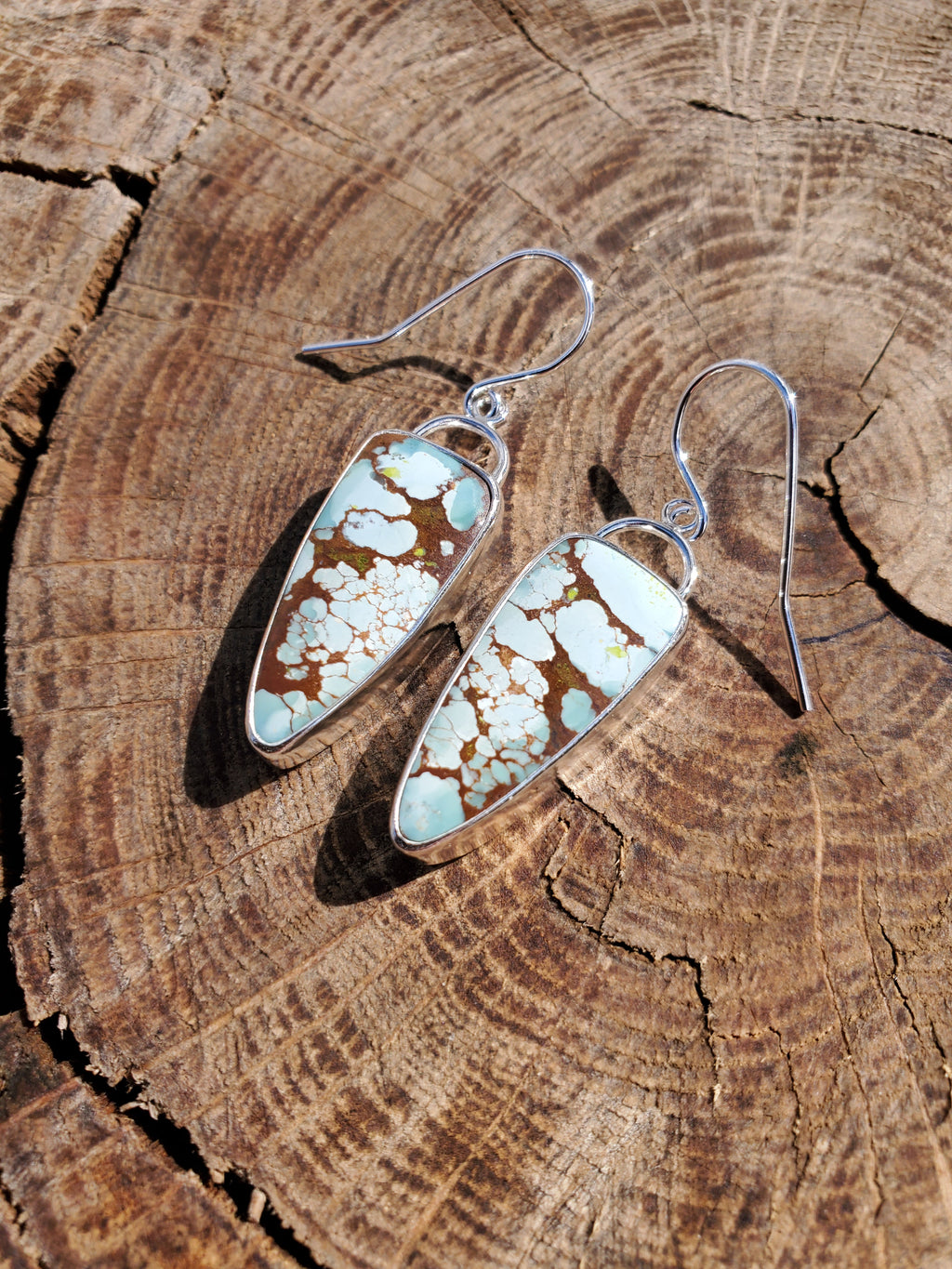 Gobi Desert Turquoise Dangle Drop Earrings in Solid Sterling Silver