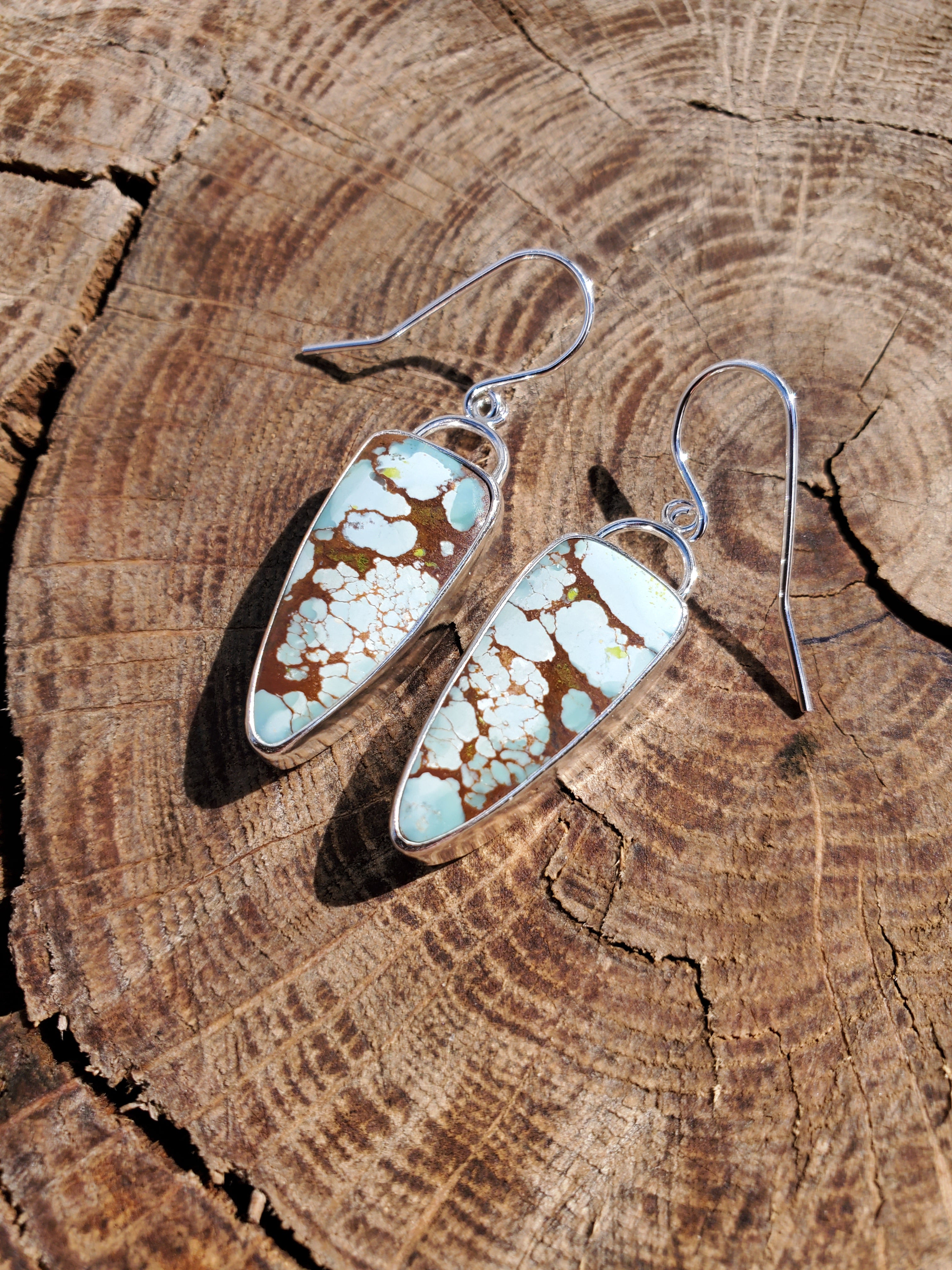 Gobi Desert Turquoise Dangle Drop Earrings in Solid Sterling Silver