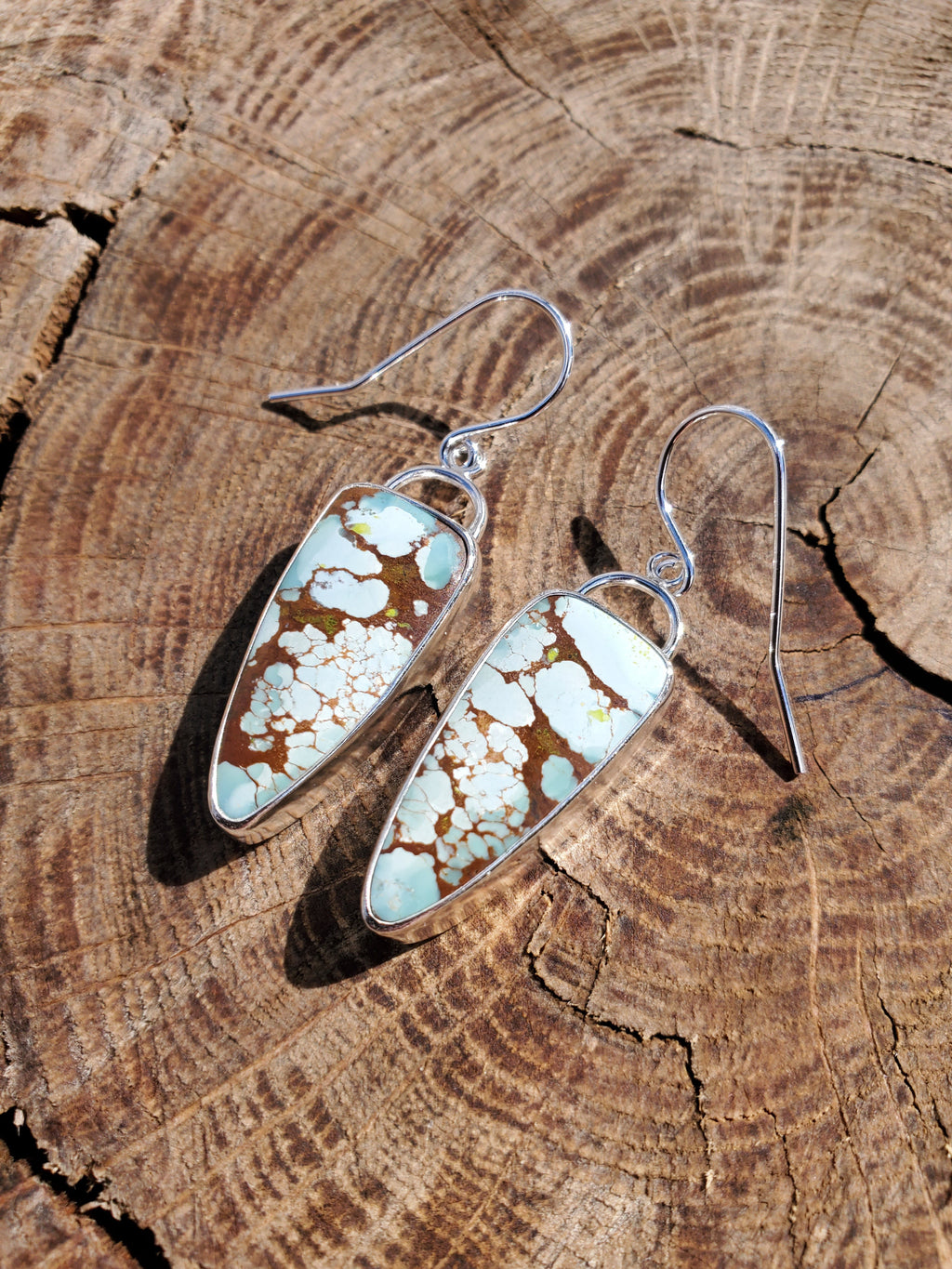 Gobi Desert Turquoise Dangle Drop Earrings in Solid Sterling Silver