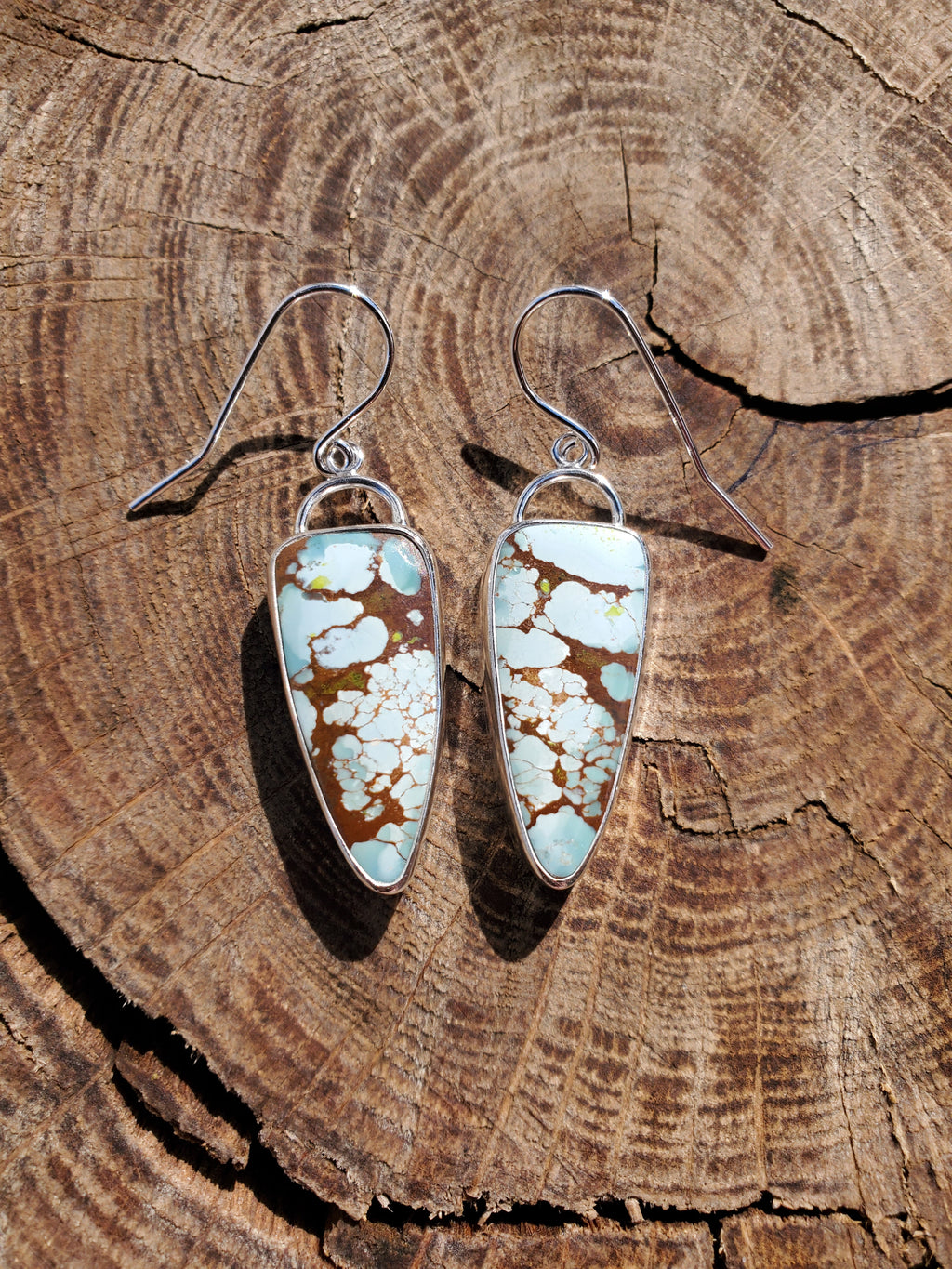 Gobi Desert Turquoise Dangle Drop Earrings in Solid Sterling Silver