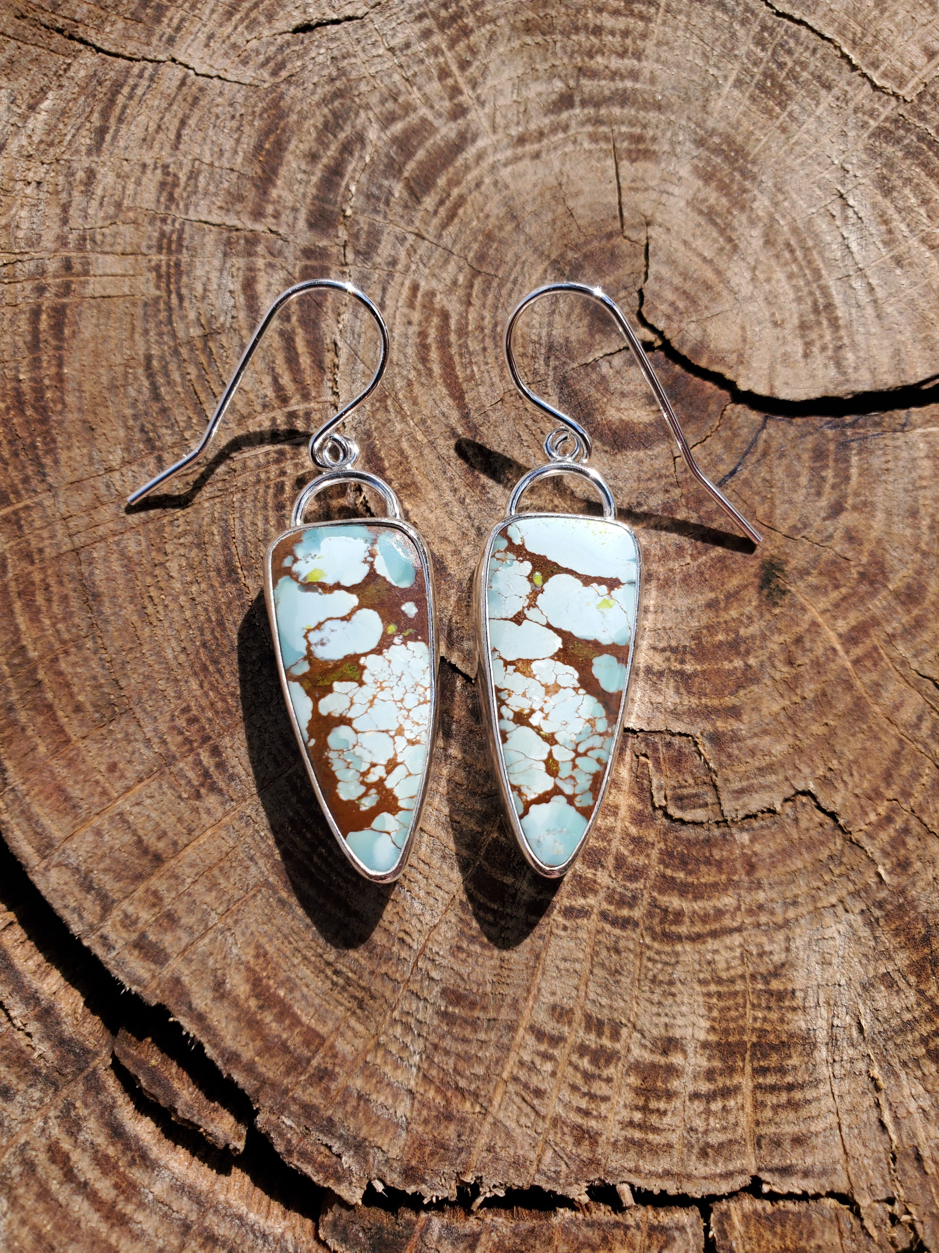 Gobi Desert Turquoise Dangle Drop Earrings in Solid Sterling Silver