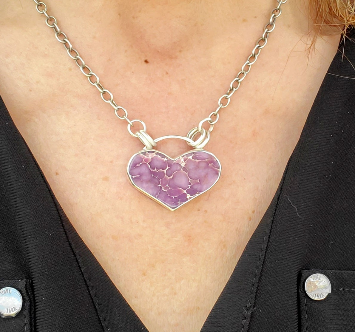 STUNNING Phosphosiderite Heart Pendant in Solid Sterling Silver